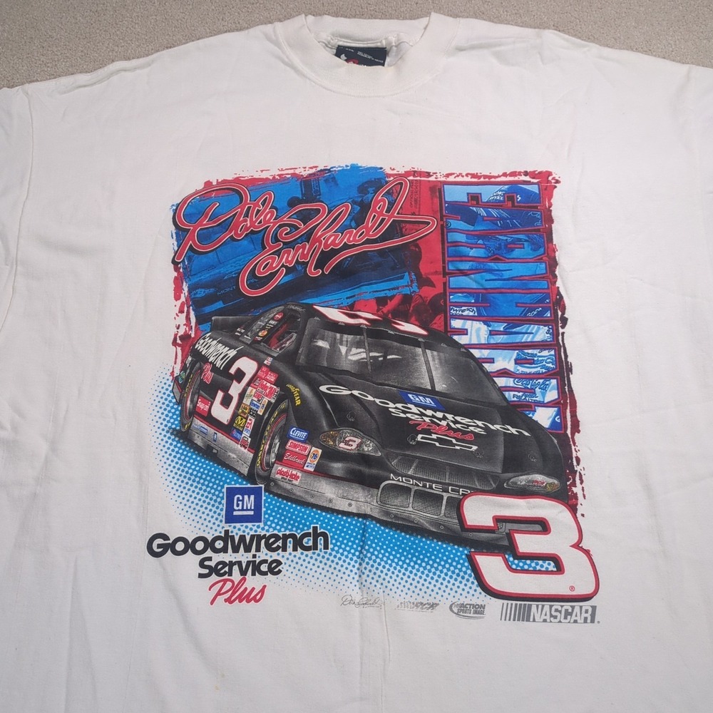 Vintage Chase Authentics Dale Earnhardt 2001 White‎ T-Shirt NASCAR Size 2XL